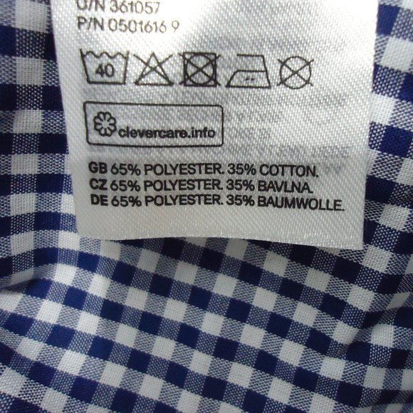 H&M* Men's Long Sleeve Button Down‎ Curved Hem Checkered Dress Shirt~ Size Large - Picture 7 of 12